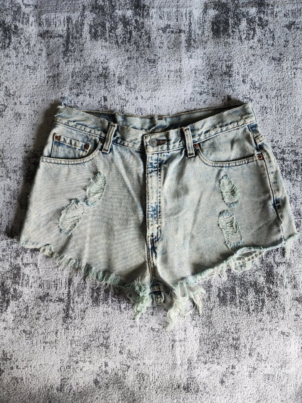 Levis 512 Perfect Baby Blue Cutoff Frayed Denim Shorts